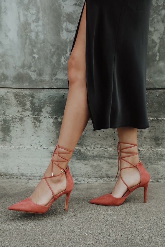 lulus alta orchid suede lace up heels