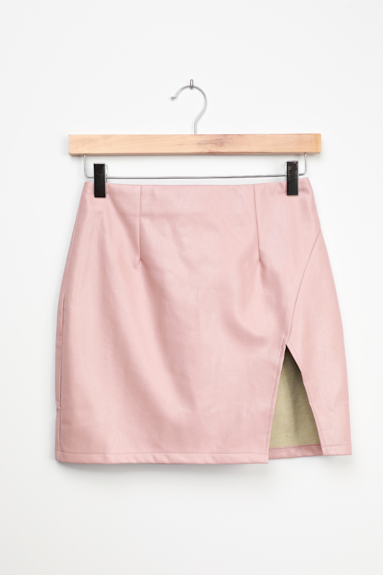 blush leather skirt