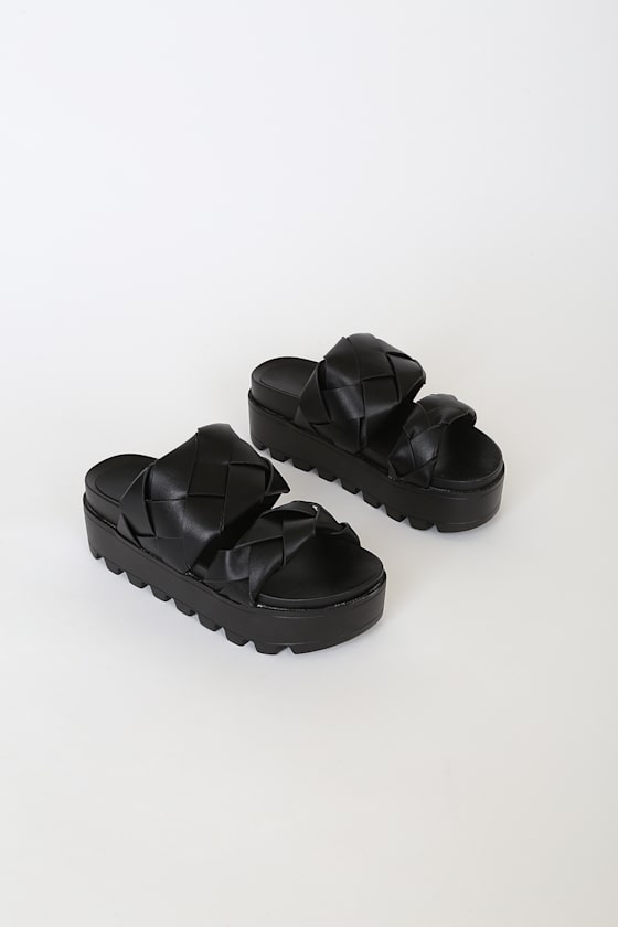 black woven sandals