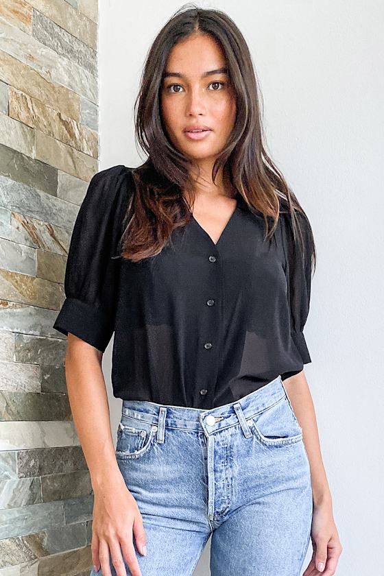 Penny Black Short Sleeve Button-Up Top 6