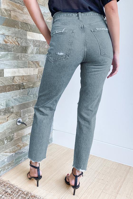 Jamie Medium Wash Distressed High-Rise Classic Raw Hem Jeans 5