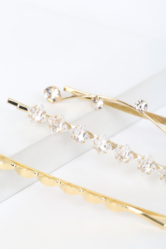 Feeling Divine Gold Rhinestone Hair Pin Set 2
