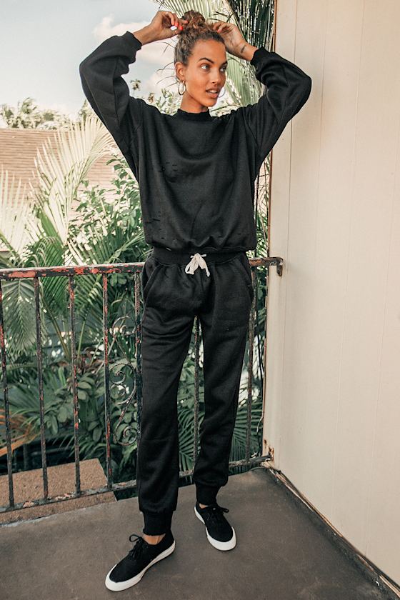 Black Drawstring Track Joggers main image 1