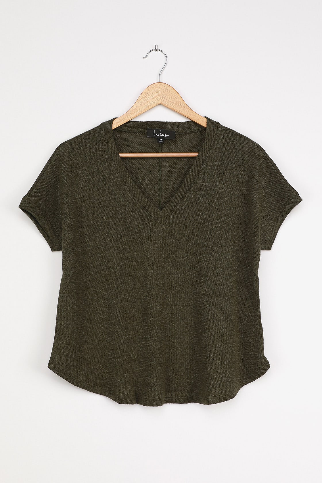 Cute Olive Green Sweater Top - V-Neck Sweater Top - Knit T-Shirt - Lulus