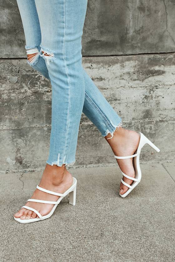 Trinette Off White Strappy High Heel Sandals 1