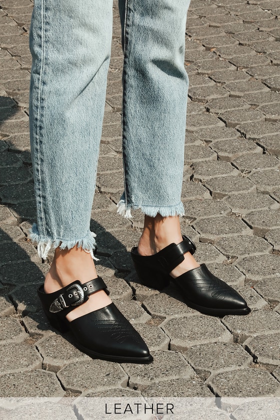 leather pointed toe mules