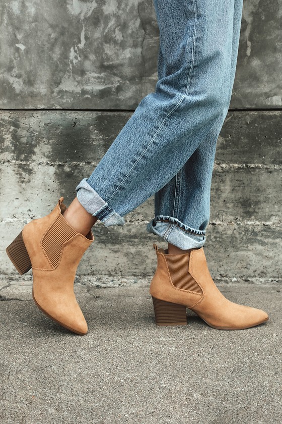 ribbed faux suede booties