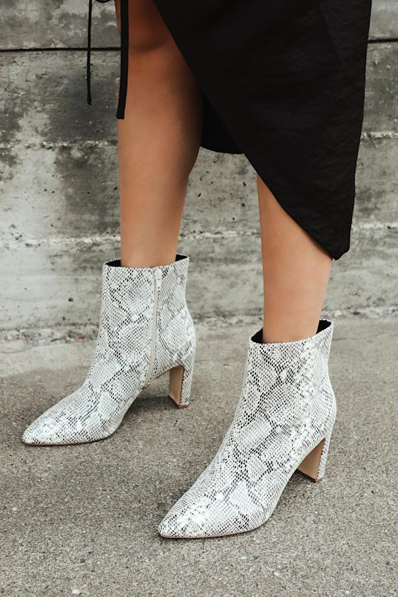 pointed toe snake print booties