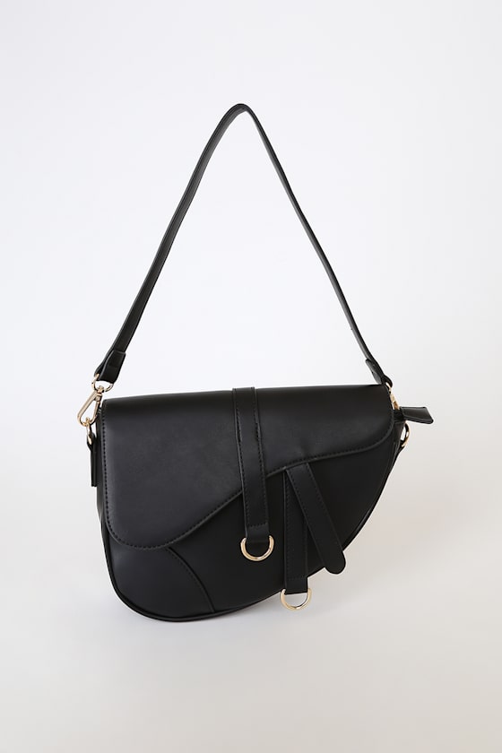 Black Saddle Bag Vegan Leather Saddle Bag Black Purse Lulus