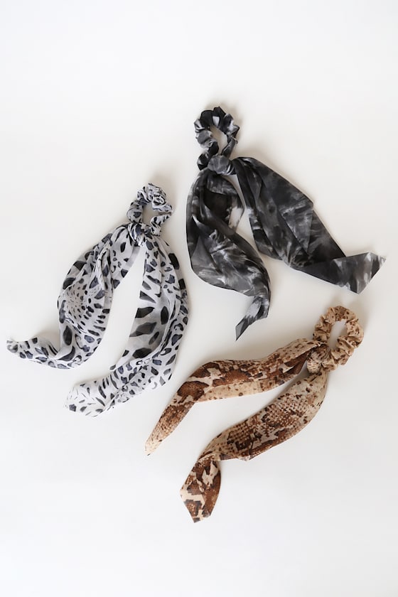 Multi Print Ponytail Holder Set Ponytail Set Hair Scarf Lulus