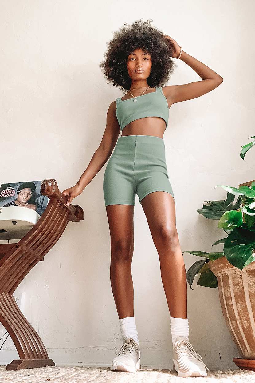 green bicycle shorts
