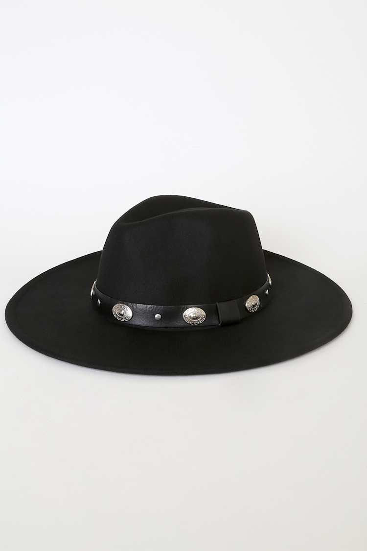 Black Concho Hat - Silver Concho Hat - Black Wool Hat - Lulus display picture 1