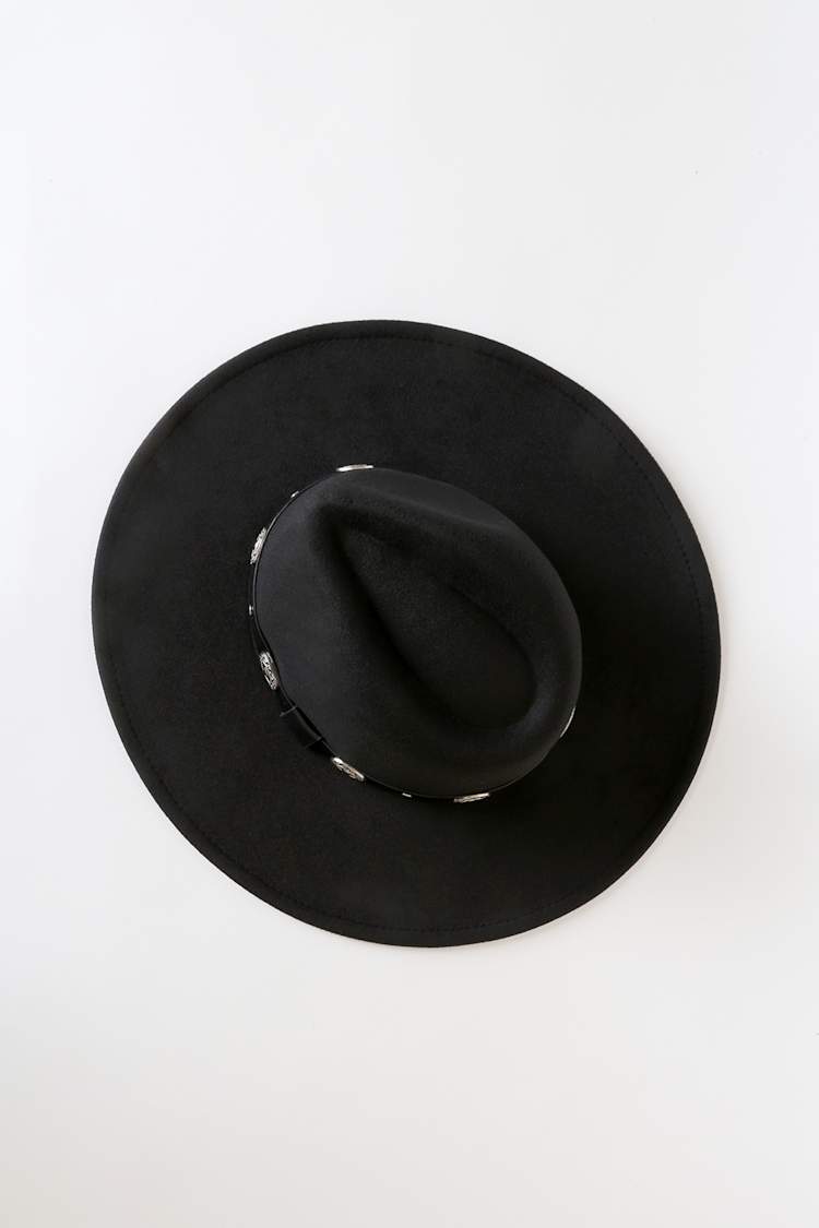 Black Concho Hat - Silver Concho Hat - Black Wool Hat - Lulus display picture 1