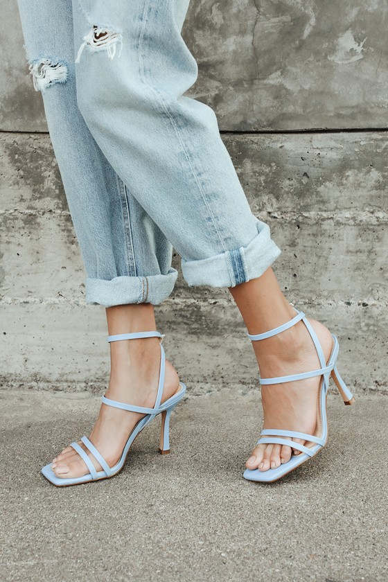 Buy > light blue strap heels > in stock
