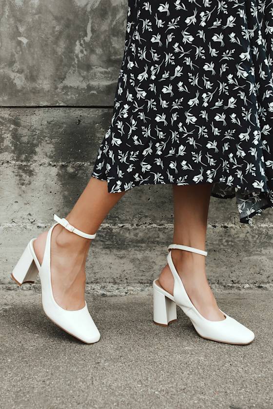 Airue Off White Ankle Strap Pumps 1