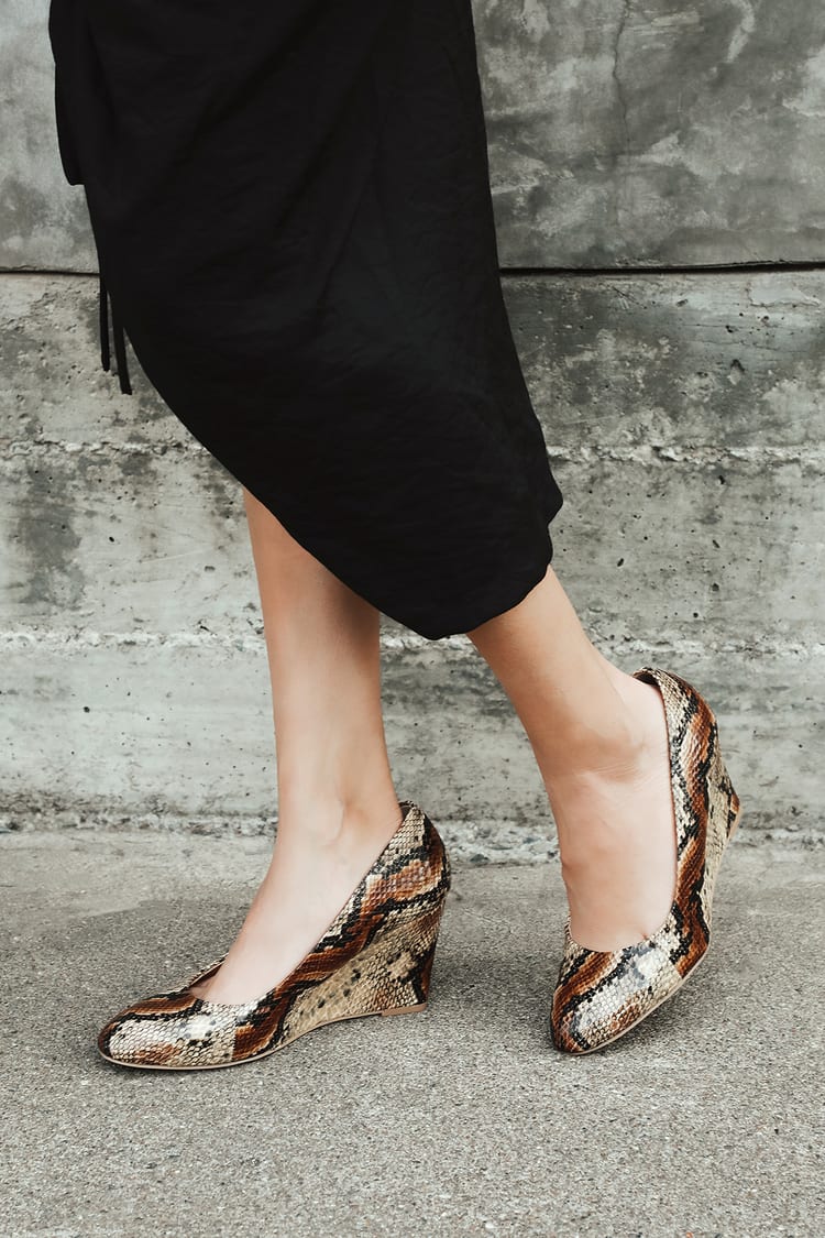 CL by Laundry Lindsi - Natural Snake Print Wedges - Wedge Pumps - Lulus