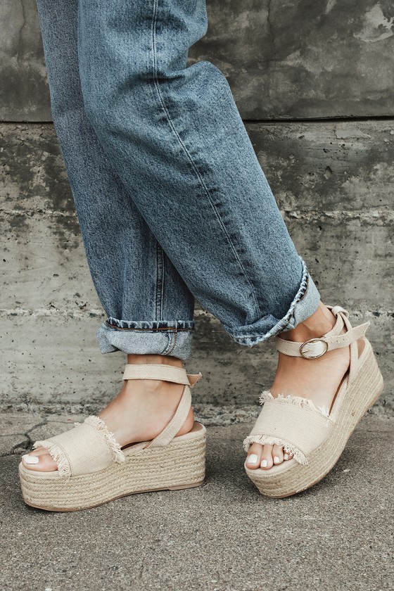Cute Beige Sandals - Platform Espadrilles - Platform Wedges - Lulus
