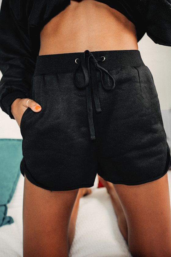 black sweat shorts womens