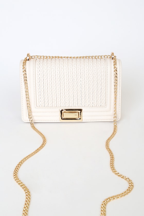 Lulus Let's Go Out Later Bone Braided Crossbody Bag In White
