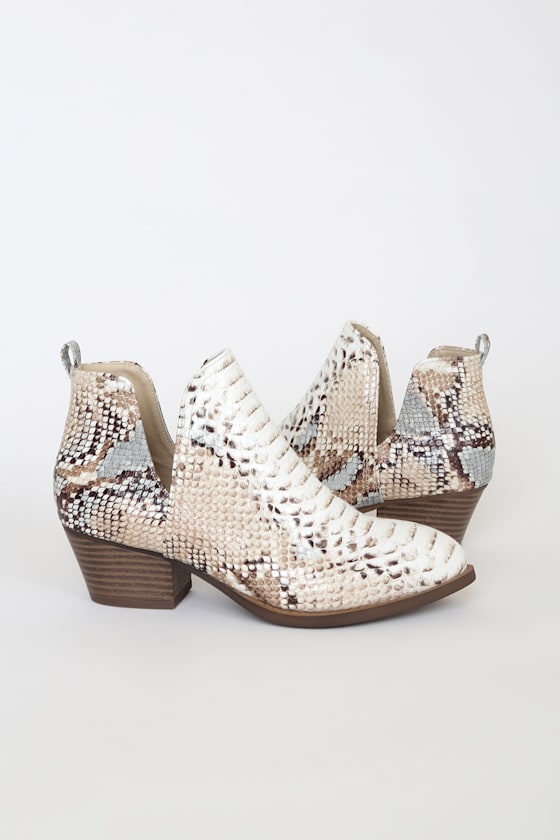 CL by Laundry Cherish - Beige Snake Print Booties - Ankle Boots - Lulus