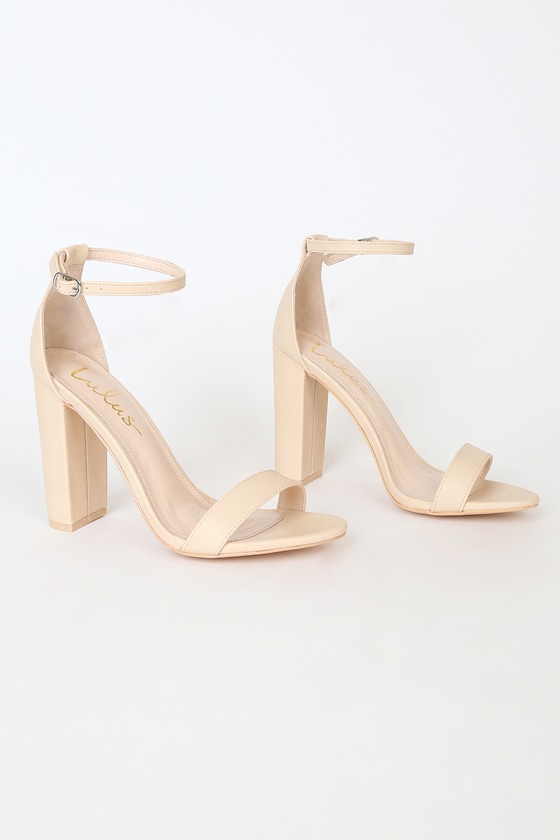 Dusty: Beige Crystal Strap Heels – LORETA