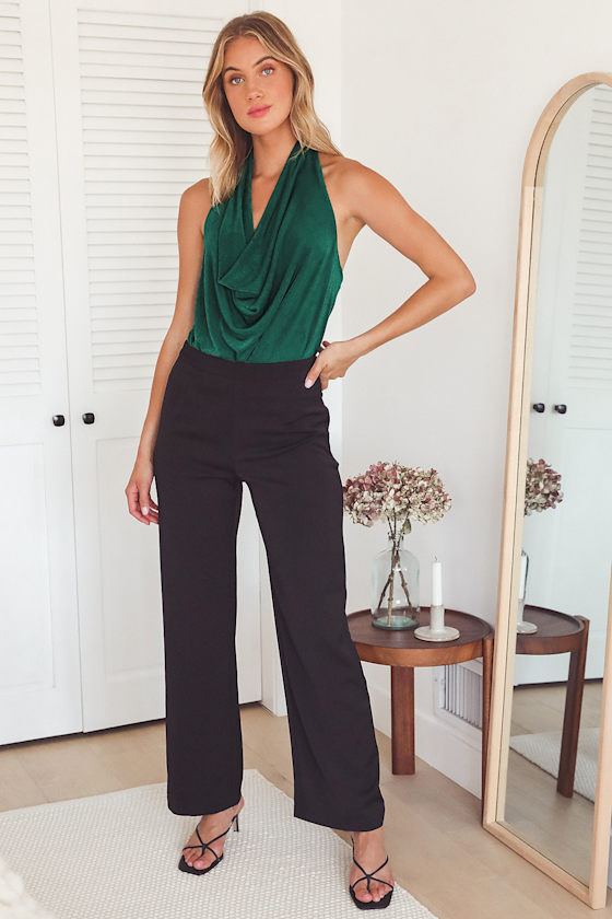 Kind of a Big Deal Hunter Green Halter Bodysuit 5
