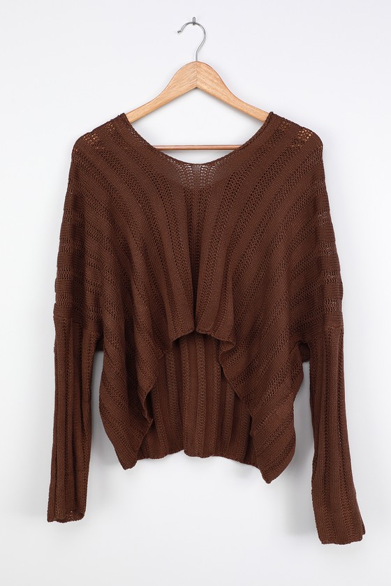 Trendy Brown Knit Sweater Cropped Sweater Knit Sweater Top Lulus