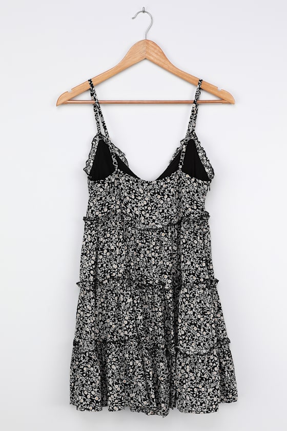 Black Floral Mini Dress Ruffled Babydoll Dress Ruffled Mini Lulus