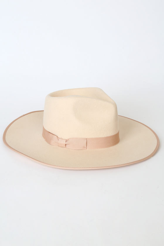 Lack of Color Cream Rancher Cream Fedora Hat Ribbon Trim Lulus