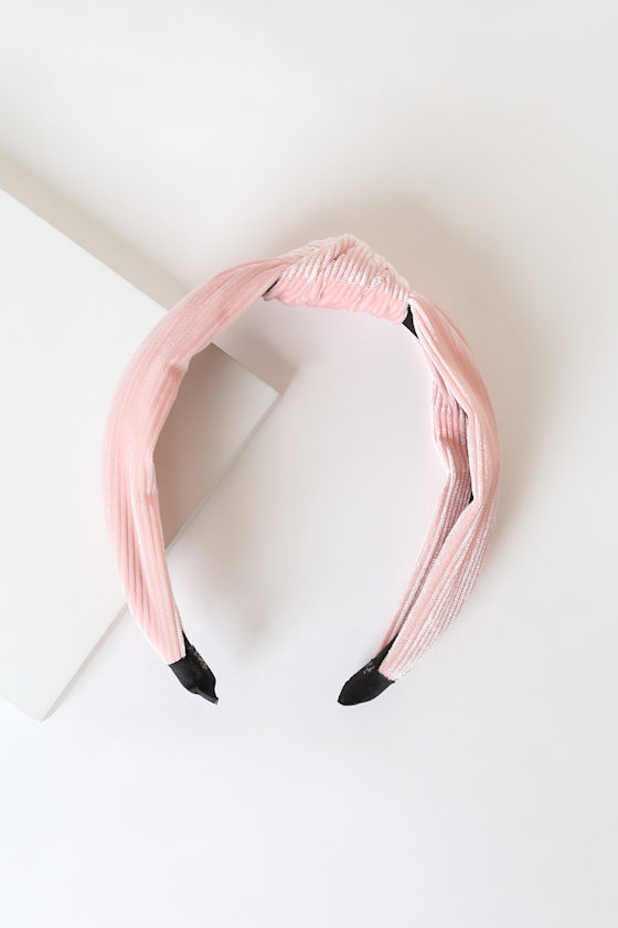 Top it Off Pink Velvet Knotted Headband 1