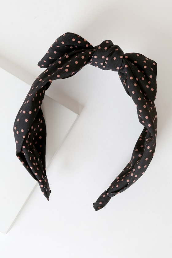 Bette Black Polka Dot Bow Headband 2