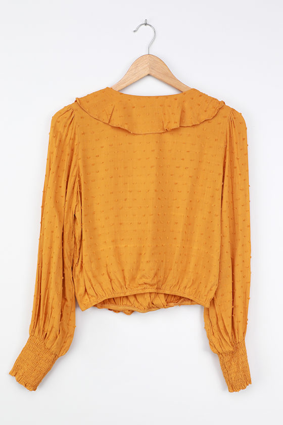 Mustard Yellow Top Long Sleeve Top Ruffled Long Sleeve Top Lulus