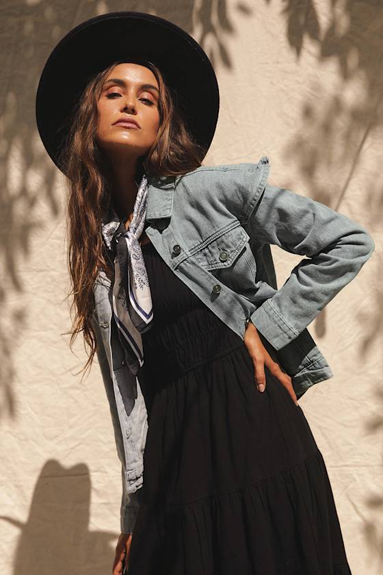 Road Trip Wonders Light Wash Flared Shoulder Denim Jacket 8