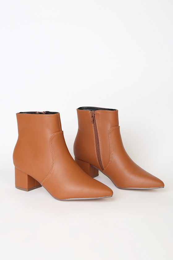 Sofia Tan Pointed Toe Ankle Booties 5
