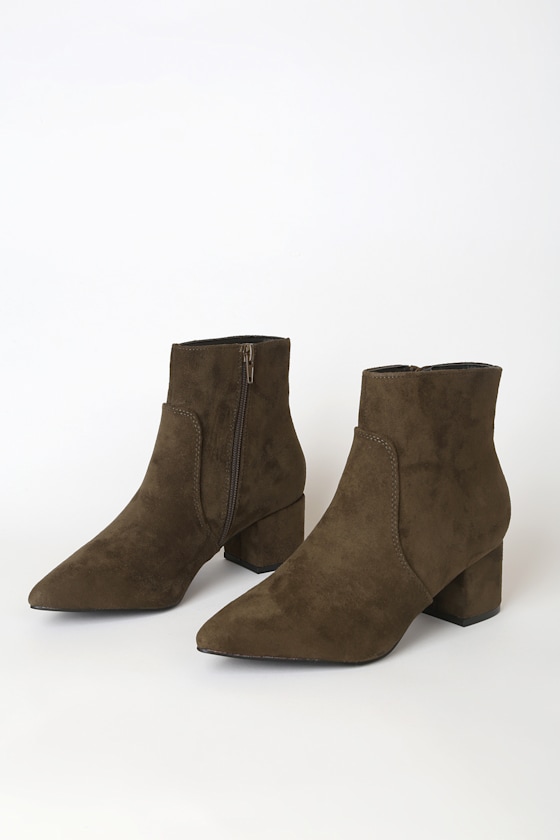 olive green suede booties