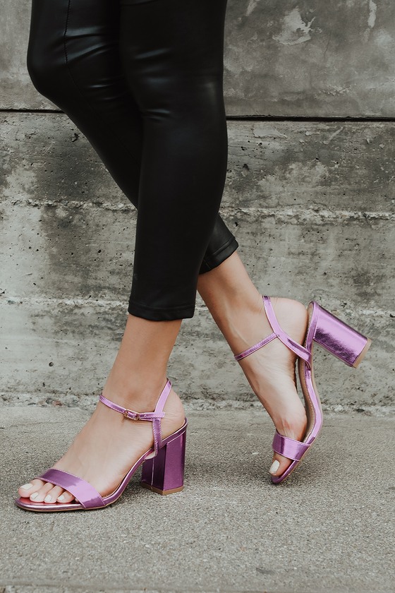 purple chunky heels