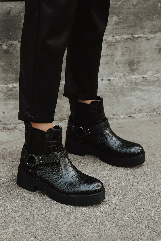 Chinese Laundry Make It - Black Crocodile Boots - Ankle Boots - Lulus