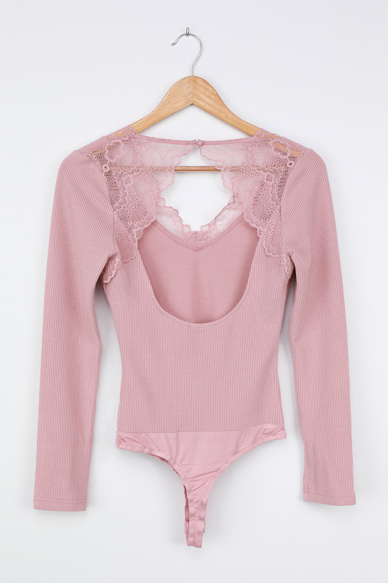 Sexy Blush Pink Bodysuit Open Back Bodysuit Lace Bodysuit Lulus