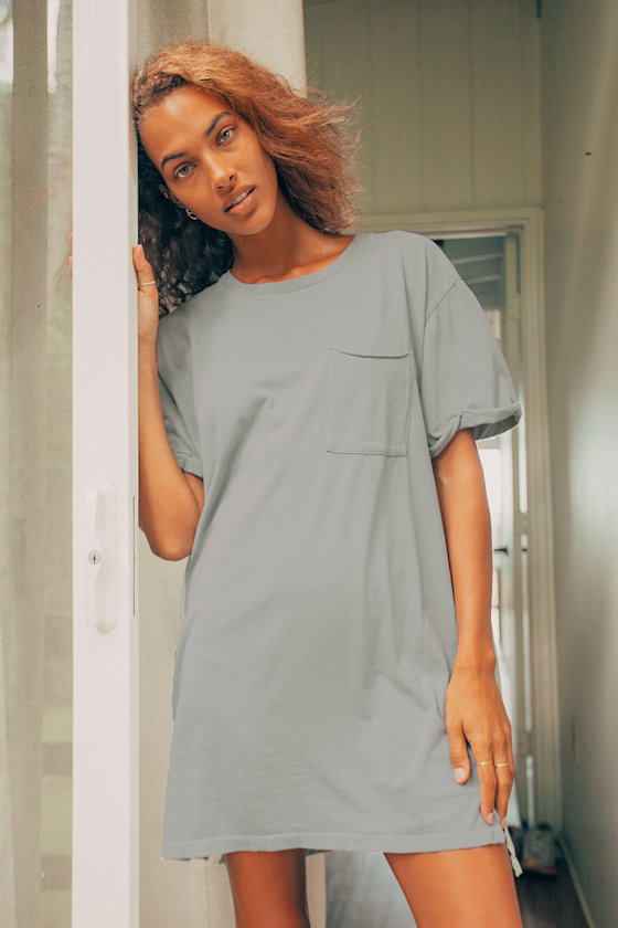 Style Supply Blue Grey Oversized T-Shirt Dress 5