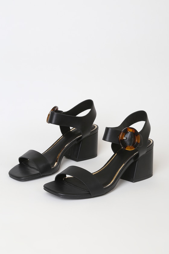 Black High Heel Sandals - Ankle Strap Heels - Block Heel Sandals - Lulus