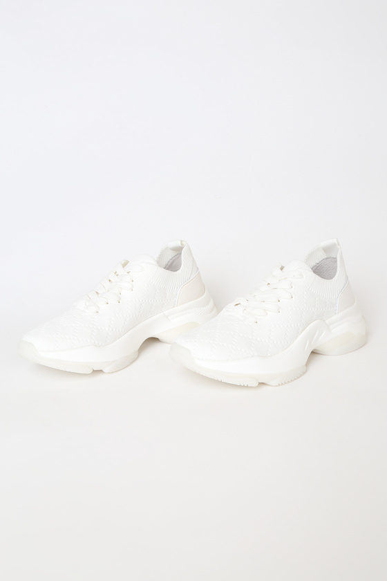 Myles-Q White Knit Sneakers 1