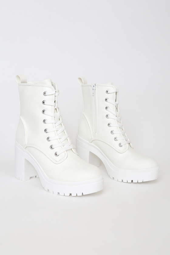 white chunky boots platform