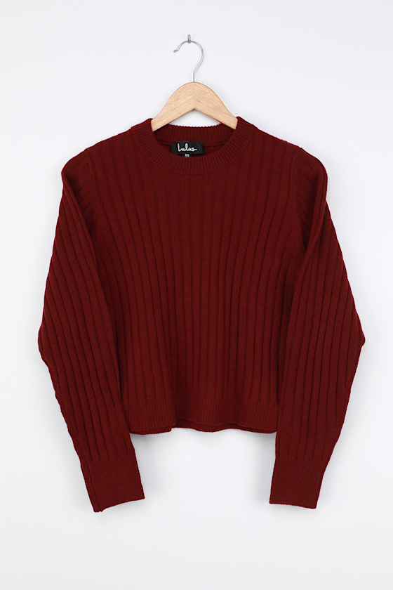 Burgundy Sweater - Ribbed Kit Sweater - Burgundy Ribbed Sweater - Lulus