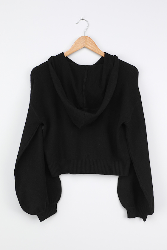 Cute Black Hoodie Knit Hoodie Zip Up Hoodie Lulus
