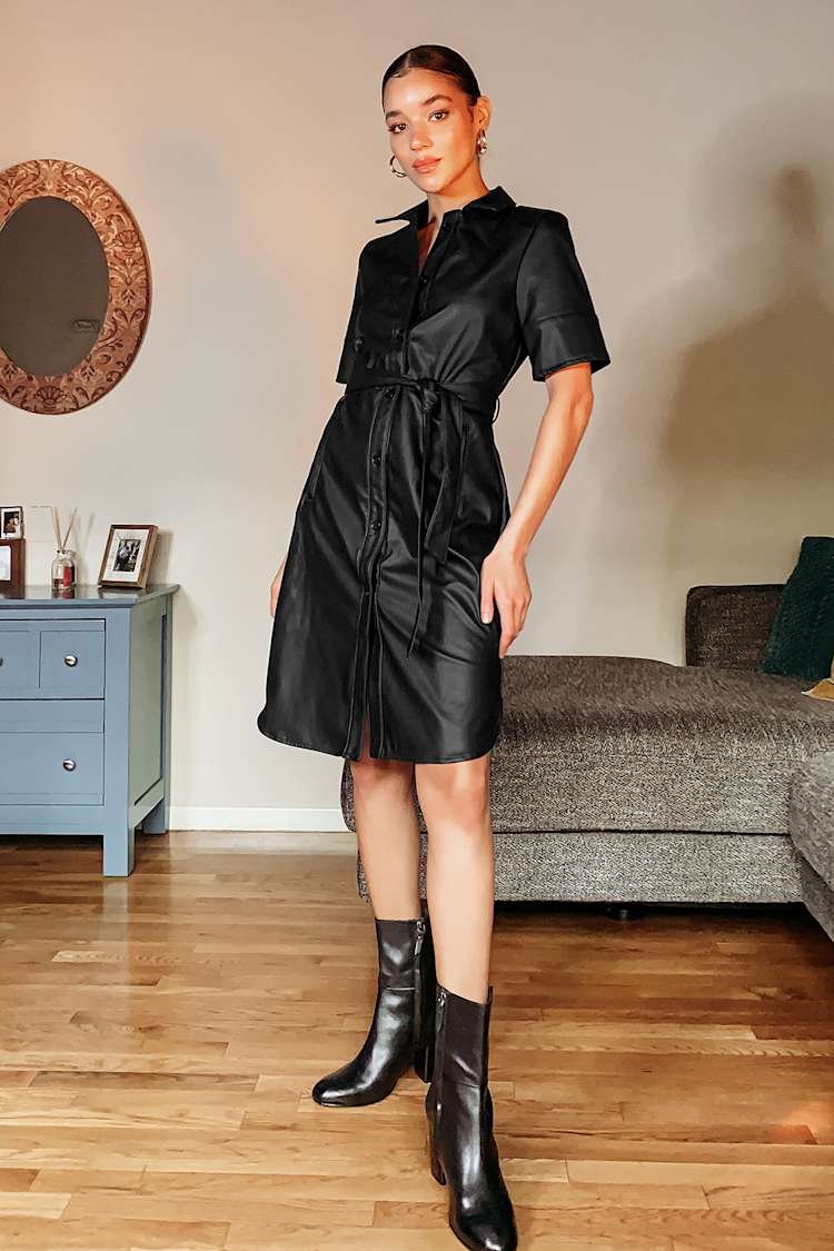 drome leather dress Drome // Leather Zip Sheath Dress – VSP Consignment