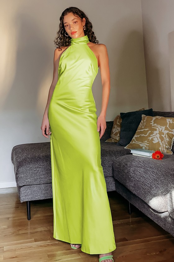 Chartreuse satin on sale dress