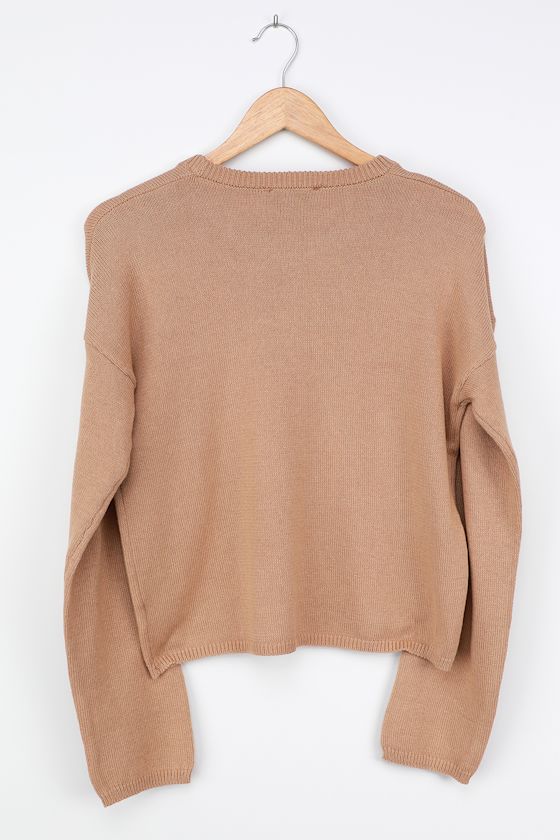 Cut Tan Sweater Pullover Sweater Knit Sweater Lulus