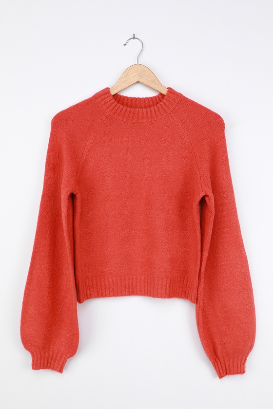 Orange Sweater - Balloon Sleeve Sweater - Pullover Sweater - Lulus