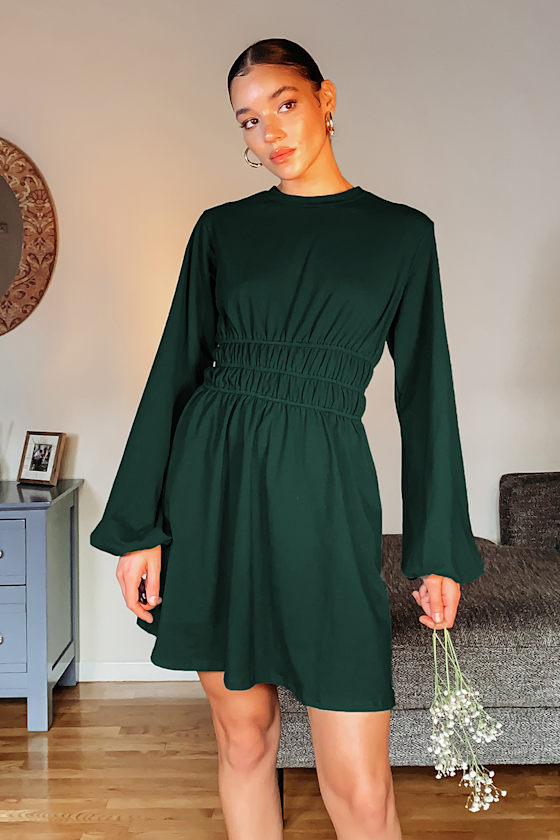 hunter green mini dress