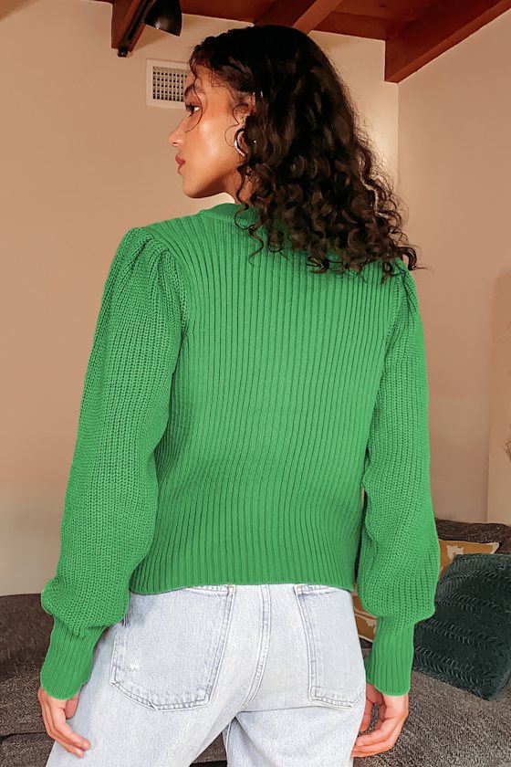 green cardigan cropped